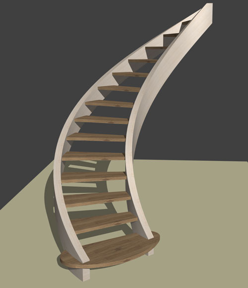 Vue d'escalier 3D dans StairDesigner