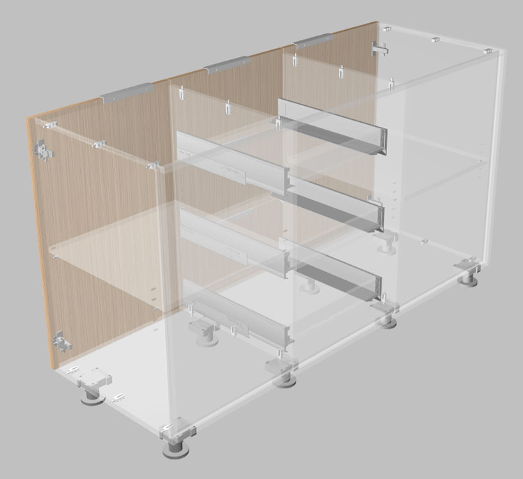 Vue 3D d’un meuble en transparence