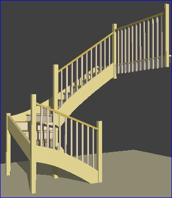 plan 3D de l'escalier demi-tournant